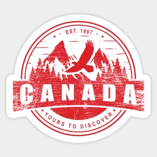 Canada Mountains Yours to Discover Outdoor Lovers Canadian Nature Love - red Sticker